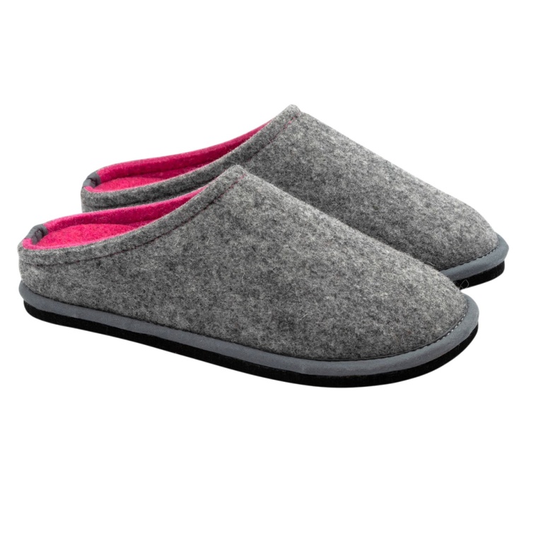 Lion White House Slippers Felt Slippers Easy Bicolor Grey/Fuchsia Pink